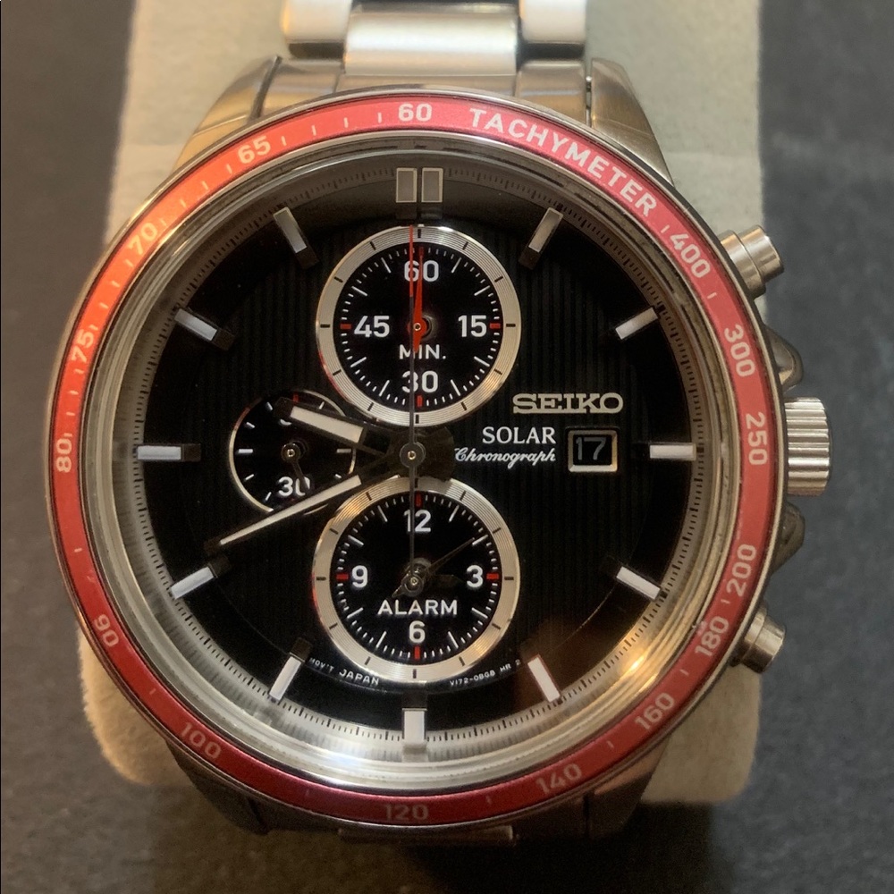 Seiko Solar Chronograph Stainless Steel Watch
